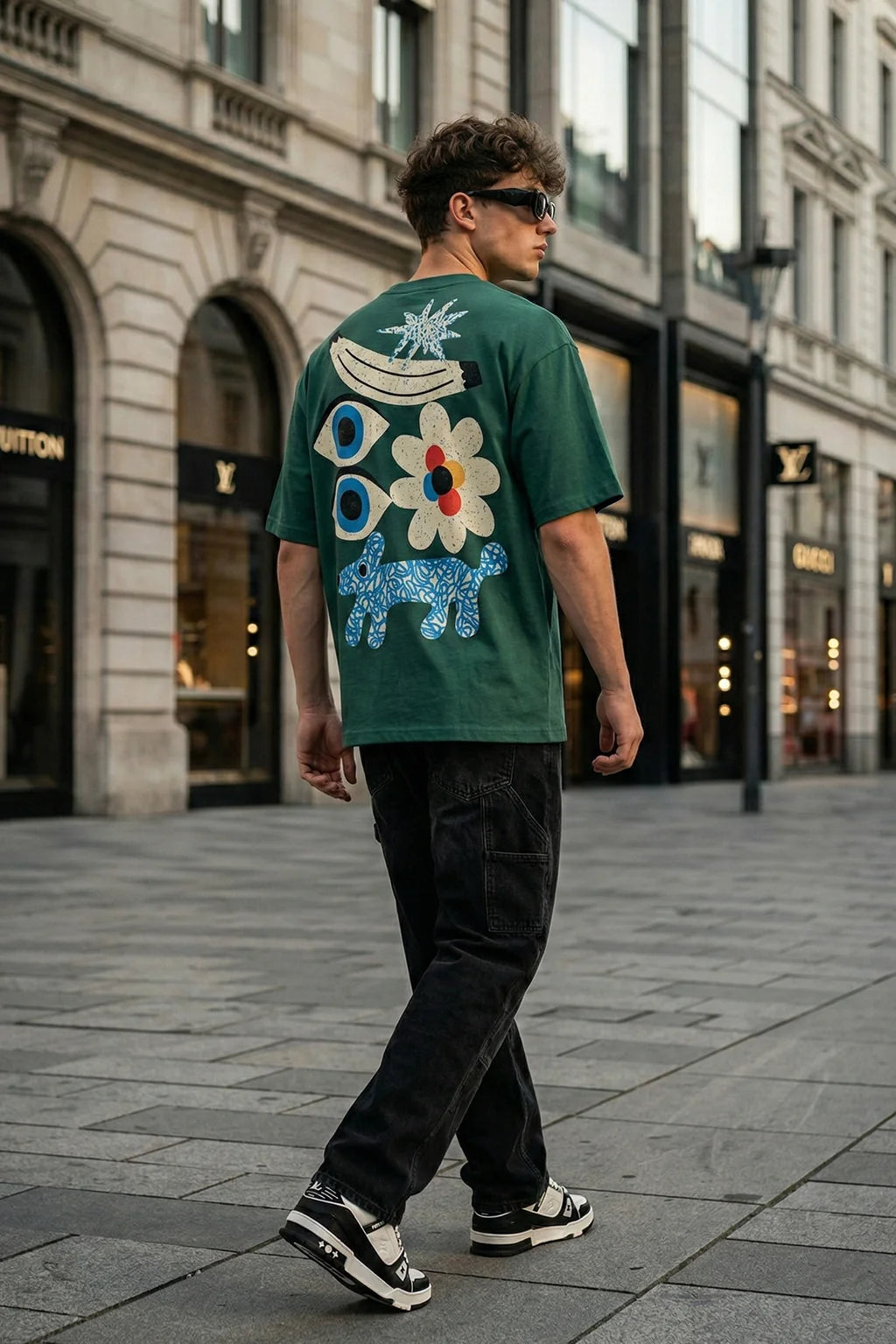 Eye Green Oversized Back Graphic Printed T-shirt