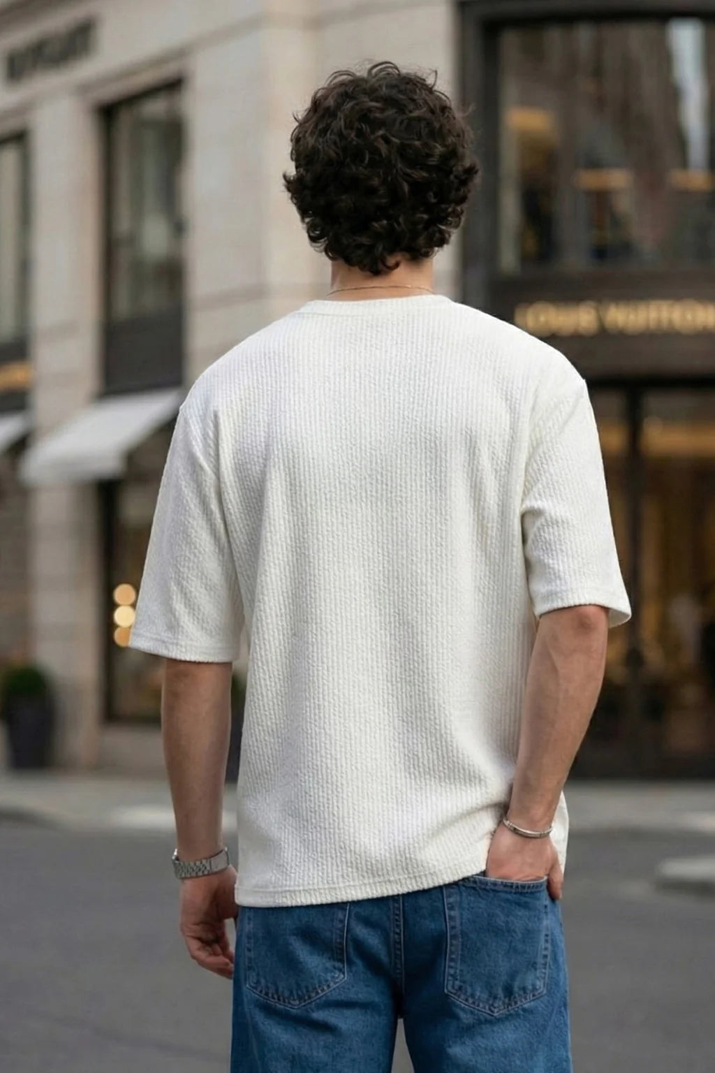 Wicked Trip White Oversized Textured T-shirt