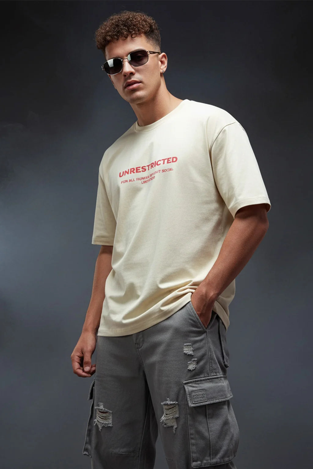 Dreams Swanwhite Oversized Graphic Printed T-shirt
