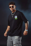 Eye Black Oversized Pocket Graphic Printed T-shirt