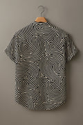 Men's Premium Abstract Print Mandarin Collar Half Sleeve Shirt